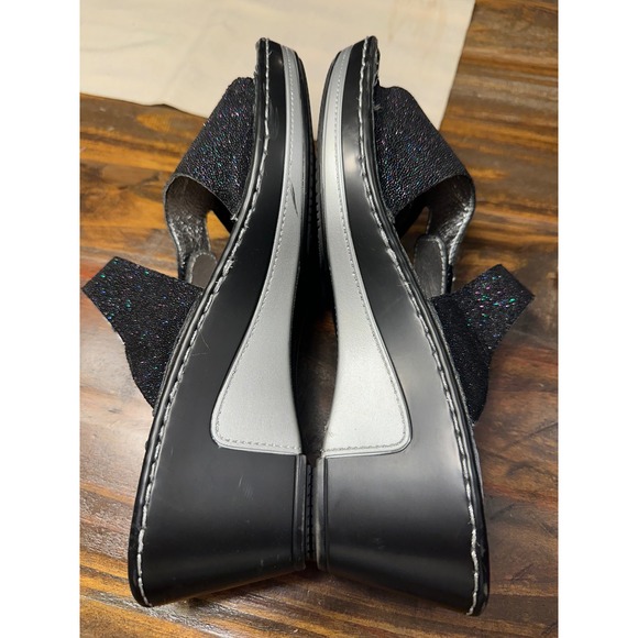 Alegria Women's‎ Black Glitter Wedge Sandals Size 40 or US 9.5-10 - Picture 5 of 13